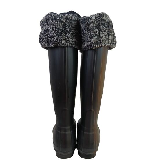 Hunter Women's SZ 9 Tall Rain Boots In Black With Removable Sock Inserts - Picture 4 of 10